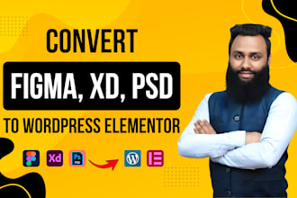 convert your figma, xd, PSD to wordpress with elementor fast and SEO optimized