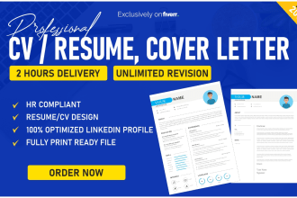 write or edit executive, professional CV, resume in 2hr