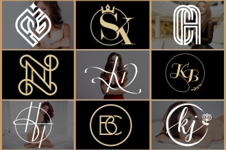 custom luxury modern minimalist monogram and text initial letter logo design