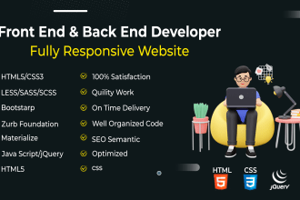 be your front end back end web developer using reacts html CSS javascript