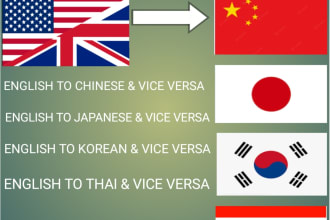 do english, chinese, japanese, korean and thai translation