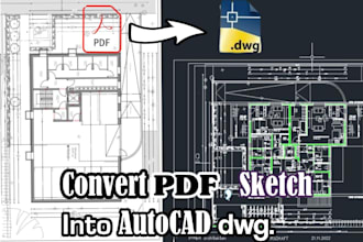 redraw architectural plan and 2d floor plan in autocad