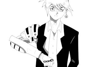 draw anime black and white monochrome for you