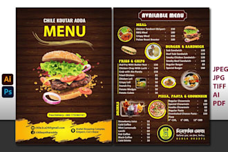 design a restaurant food menu