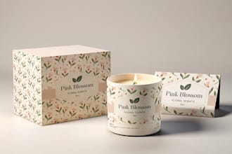 create candle label design, candle logo and candle care card