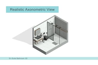 model a realistic 3d axonometric view for a room