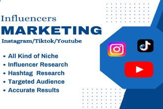 find the best instagram, youtube, tiktok influencers research email lists