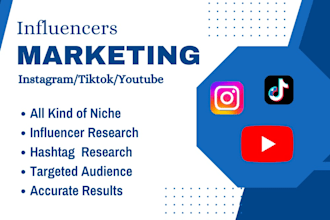 find the best instagram, youtube, tiktok influencers research email lists