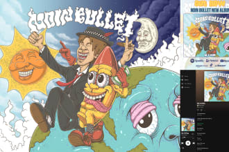 draw illustration for your album cover art merch band