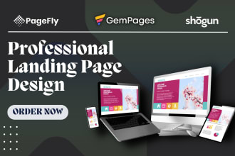 design shopify landing page with gempages, shogun, pagefly