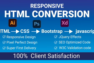 do convert PSD , xd , figma to html5 for responsive design