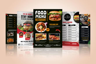 do amazing editable food menu, bar and restaurant menu design and price list