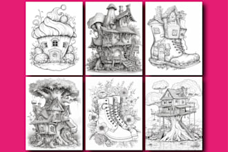 design grayscale coloring book page for amazon kdp, etsy
