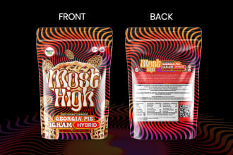 design premium mylar bag, weed pouch, and cbd product labels with 3d mockup