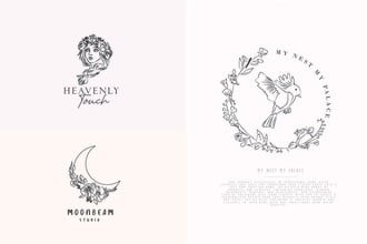 do custom hand drawn boho botanical minimalist logo design