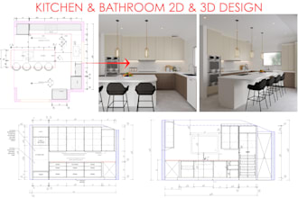 design closet, kitchen, wardrobe, vanity in 2d and 3d