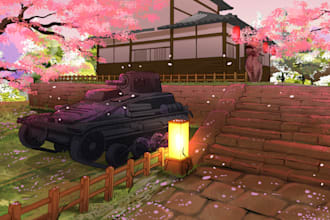draw vtuber visual novel background, wallpaper and vtuber assets in anime style