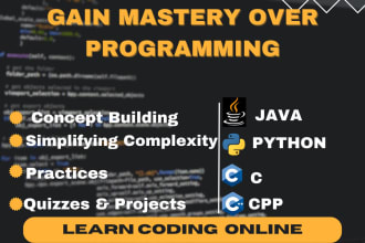 be your programming tutor for c cpp python and java programming
