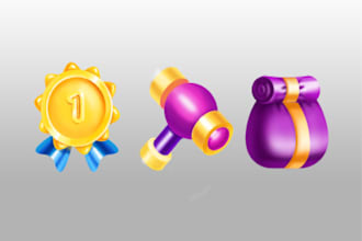 design colorful mobile game UI icons and assets