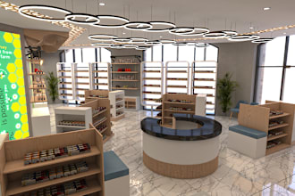 design 3d shop front and interior for your retail store