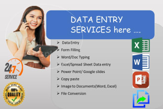 excel data entry, google forms, copypaste, admin assistant, and form filling