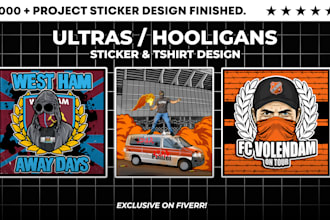 draw a custom football casuals and ultras sticker design