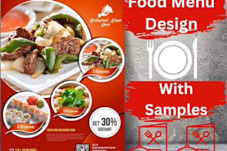 design a professional restaurant food menu and digital menu card with qr