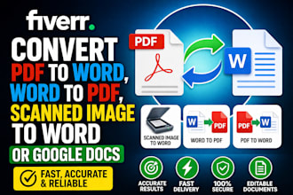 covert pdf to word, word to pdf, scanned image to word or google docs