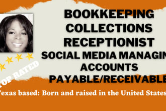 do bookkeeping, virtual asst, social media, receptionist