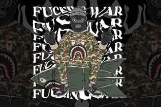 create detailed streetwear design for clothes and merch