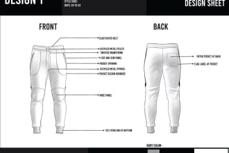 create a fashion apparel tech pack for commercial use
