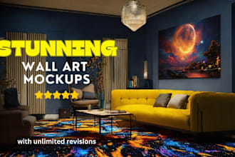 design custom canvas wall art mockups and frame mockups,