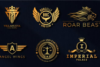 design luxury coat of arms heraldic regal crown golden  logo