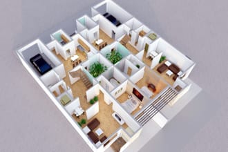 do architectural and interior design 2d 3d floor plan kitchen bath bed render