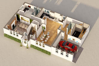 do architectural and interior design 2d 3d floor plan kitchen bath bed render