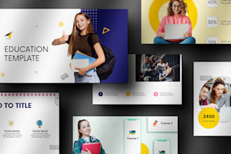 education template and 3d cartoonist slides