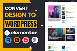 convert psd or figma to wordpress website using elementor