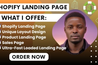 design shopify store landing page, product landing page, sales page with pagefly