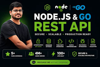 do API development using nodejs, typescript, go, express js and mongodb