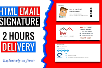 do professional clickable HTML email signature within 2hrs