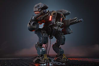 make a 3d model of a robot, weapon or a stylized vehicle