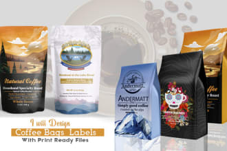 create coffee label , coffee bag and coffee packaging