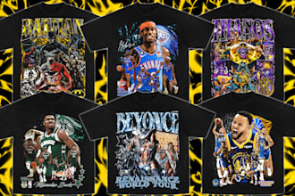 design a dope 90s vintage bootleg rap tshirt, sport, nba tee