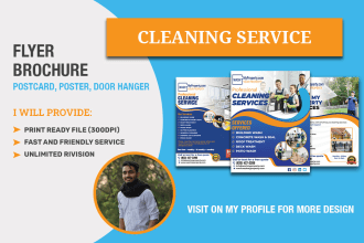 do urgent professional cleaning flyers, all type of brochures, and more in 24hrs