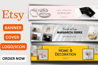 design etsy shop banner and logo, icon on canva