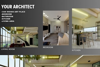 do interior design bedroom, bathroom, kitchen, living, cafe,
