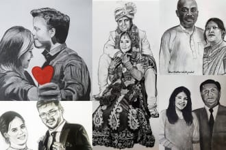 make personalized couple portrait sketch capture your love in pencil