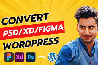 convert psd xd figma to wordpress , psd xd figma to elementor pro website
