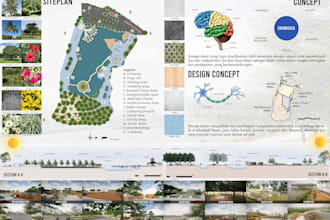 render landscape and architecture site plan design
