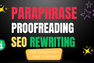 paraphrase, rewrite, and proofread your content for clarity and SEO